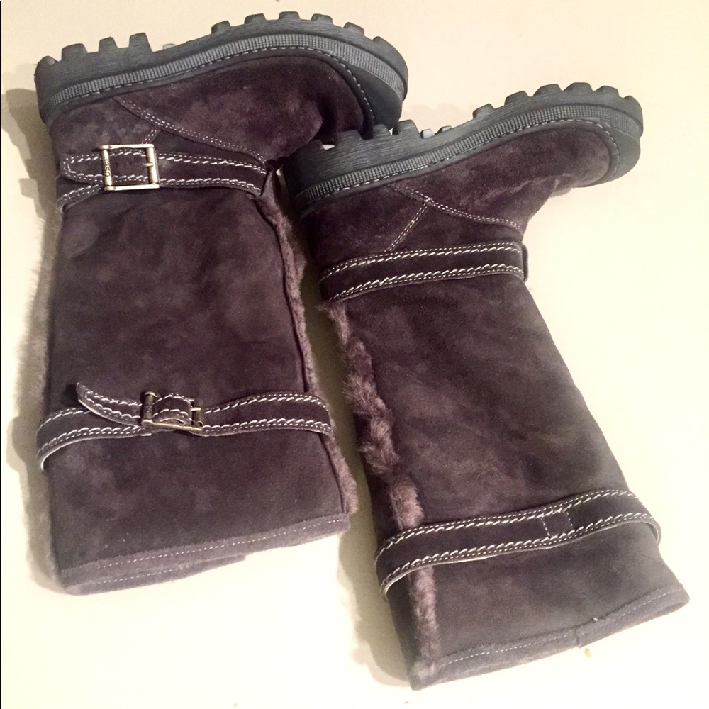 Italian shearling tall boots for girls